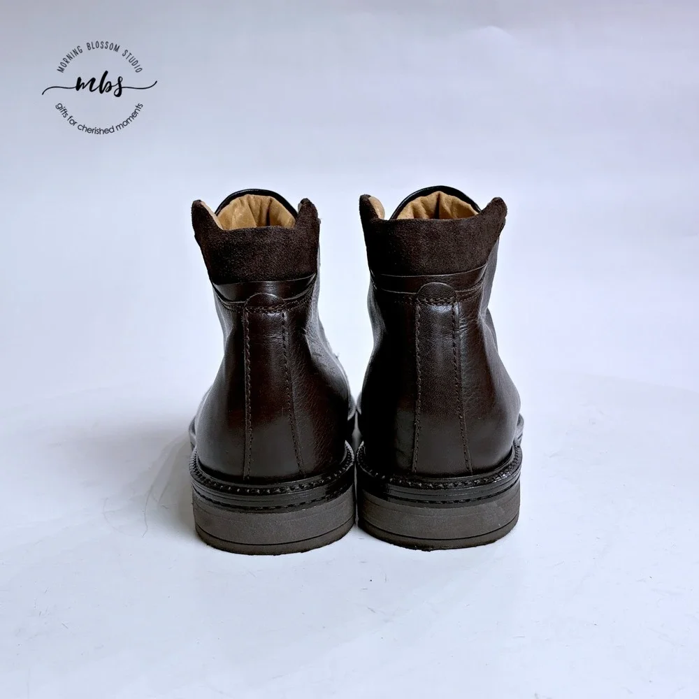 Doppelgänger Roma Made in Italy Leather Lace Up Ankle Boots Brown Men 7.5‎